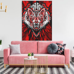 Wolf Haida Tribale Totem Ontwerp Canvas Afdruk