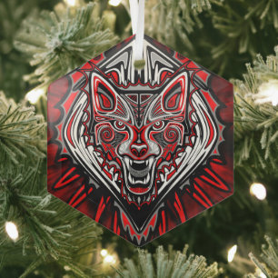 Wolf Haida Tribale Totem Ontwerp Glas Ornament