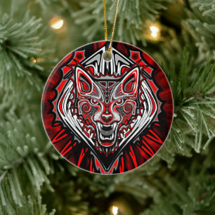 Wolf Haida Tribale Totem Ontwerp Keramisch Ornament