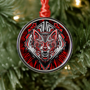 Wolf Haida Tribale Totem Ontwerp Metalen Ornament