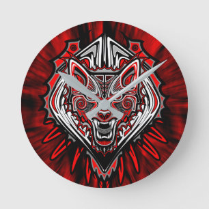 Wolf Haida Tribale Totem Ontwerp Ronde Klok