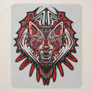 Wolf Haida Tribale Totem Ontwerp Sherpa Deken