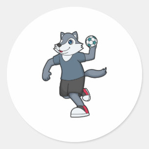 Wolf Handball speler Handball Ronde Sticker