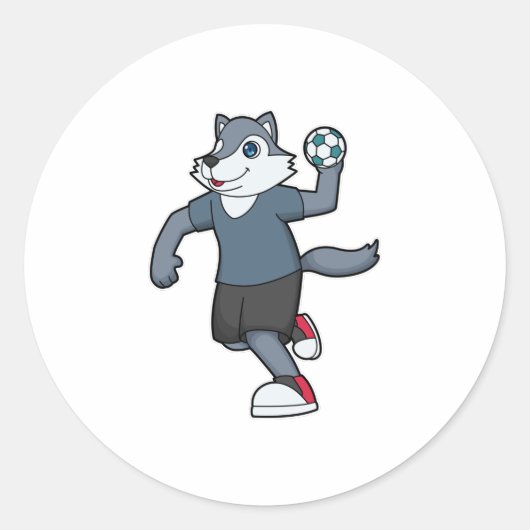 Wolf Handball speler Handball Ronde Sticker (Voorkant)