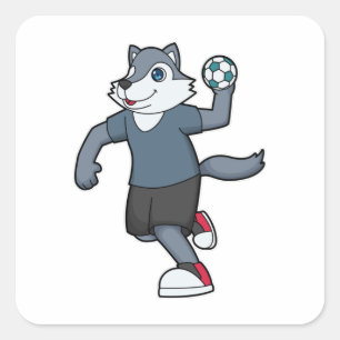 Wolf Handball speler Handball Vierkante Sticker