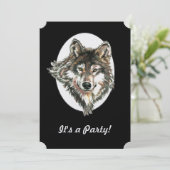 Wolf Head Animal Verjaardag Custom Invite Kaart (Staand voorkant)