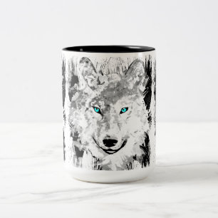 Wolf Head Coffee Cup   Mok grijze Wolf-tekening