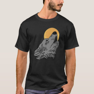 Wolf head design art predator face imprint met wi t-shirt