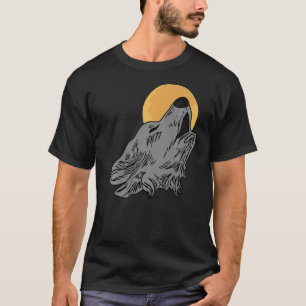 Wolf head design art predator face imprint met wi t-shirt
