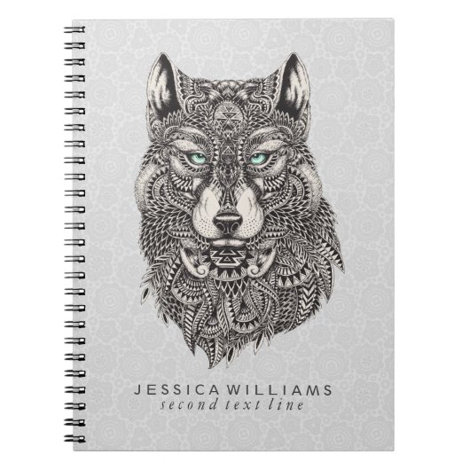 Wolf Head Intricate Illustratie Notitieboek (Voorkant)