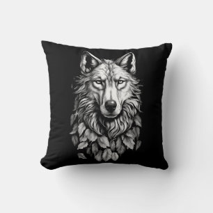 Wolf Head laat dier originele kunst tekenen Kussen