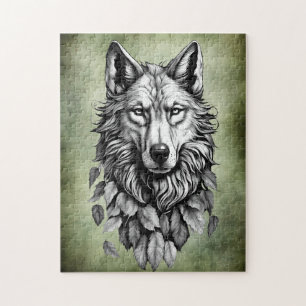 Wolf Head laat dier originele kunst tekenen Legpuzzel