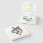 Wolf Head logo Waterverf kunst Stenen Onderzetter (Zijkant)