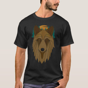 Wolf Head Motif Predator Face-afdrukken met Wolf M T-shirt