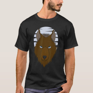 Wolf Head Motif Predator Face-afdrukken met Wolf M T-shirt