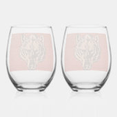 Wolf Head on Red Wijnglas Zonder Voet (Achterkant)