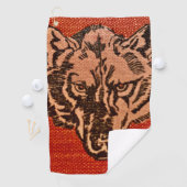 Wolf Head op rood Golfhanddoek (Insitu)