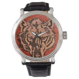 Wolf Head op rood Horloge