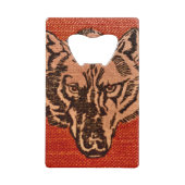 Wolf Head op rood Kredietkaart Flessenopener (Voorkant)