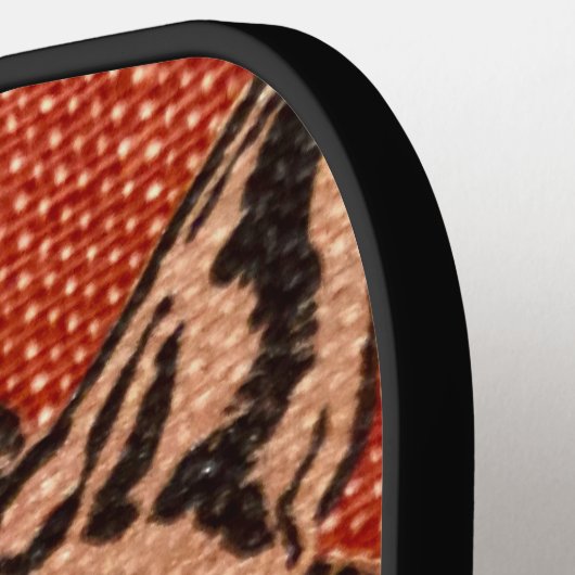 Wolf Head op rood Pickleball Paddle (Links Detail)