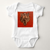 Wolf Head op rood Romper (Voorkant)
