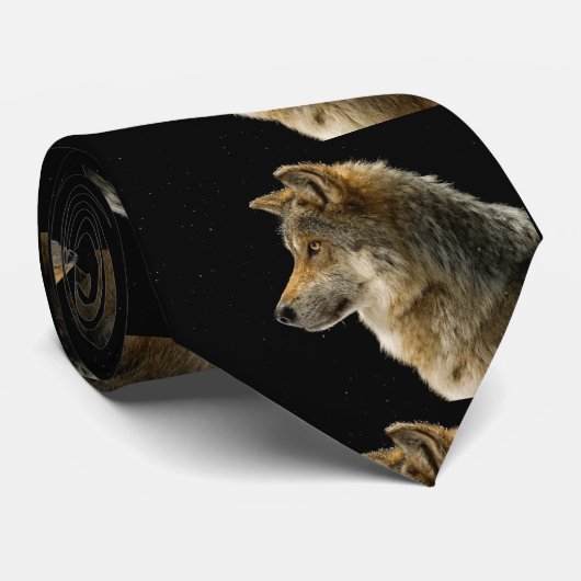 Wolf Head Side Uitzicht Stropdas (Opgerold)