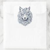 Wolf Head Vierkante Sticker (Tas)
