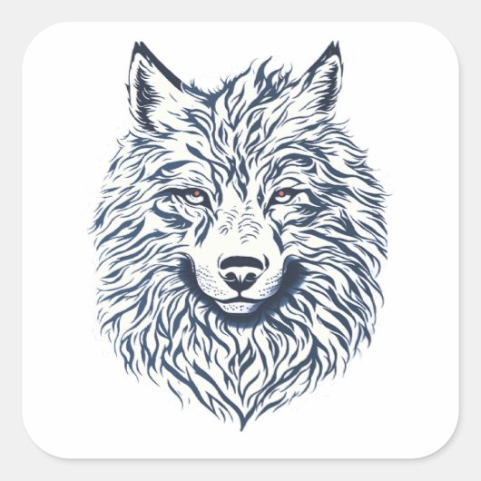 Wolf Head Vierkante Sticker (Voorkant)