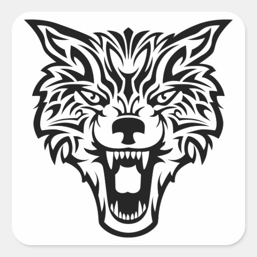 Wolf Head Vierkante Sticker (Voorkant)