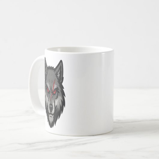 Wolf Head with Red Eyes and Battle Scar Koffiemok (Voorkant links)