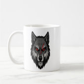 Wolf Head with Red Eyes and Battle Scar Koffiemok (Links)