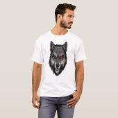 Wolf Head with Red Eyes and Battle Scar T-shirt (Voorkant volledig)