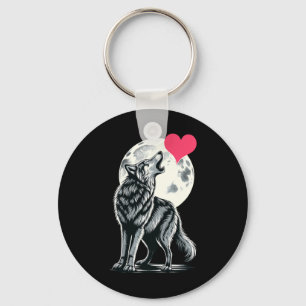 Wolf Holding Hart Valentijnsdag Schattige Wolven V Sleutelhanger