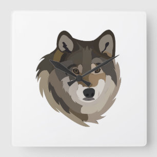 Wolf Hoofd Dier Grijs Wilde Wolf Vierkante Klok
