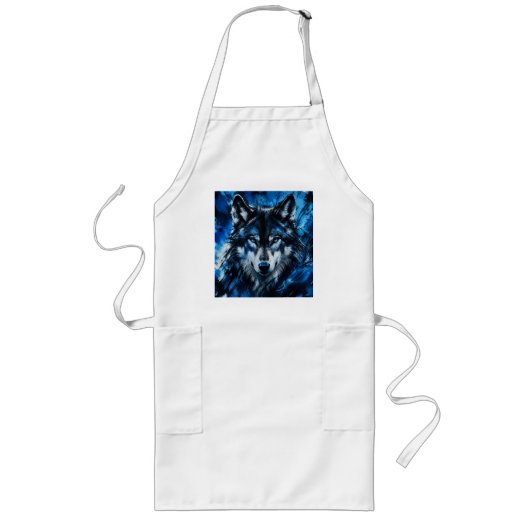Wolf hoofd lang schort (Voorkant)