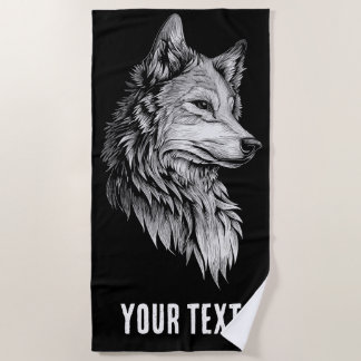 Wolf Hoofd Lijn Kunst Strand Handdoek Minimaal Don