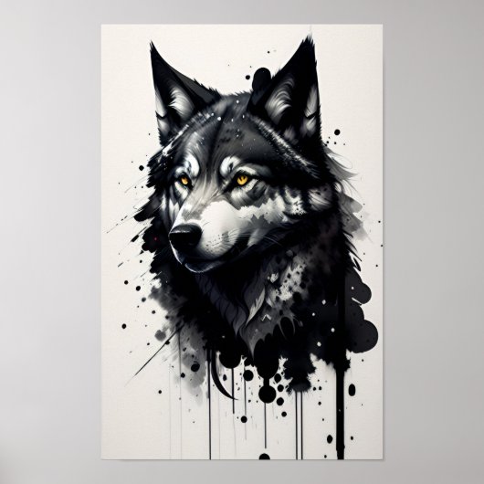Wolf hoofd tekening poster (Voorkant)