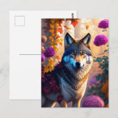 wolf houdt van bloemen briefkaart (Voorkant / Achterkant)