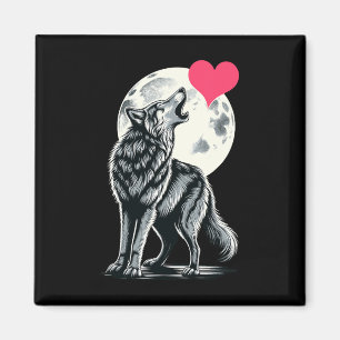 Wolf houdt van Hart Valentijnsdag Schattige Wolven Magneet