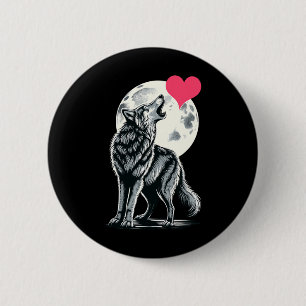 Wolf houdt van Valentijnsdag Schattige Wolven Waar Ronde Button 5,7 Cm