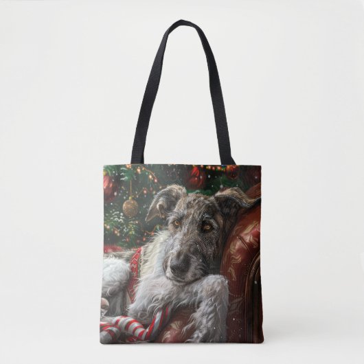 Wolf Hound Hond Kerst Feestelijk Draagtas (Voorkant)