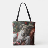 Wolf Hound Hond Kerst Feestelijk Draagtas (Achterkant)