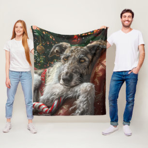 Wolf Hound Hond Kerst Feestelijk Fleece Deken