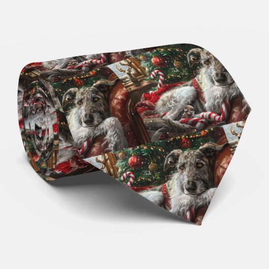Wolf Hound Hond Kerst Feestelijk Stropdas (Opgerold)