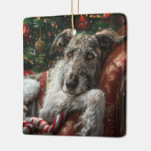 Wolf Hound Hond Kerstfeest Keramisch Ornament (Links)