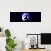 Wolf Howing at Moon Poster Imprimer Art animal sau (Bureau à domicile)