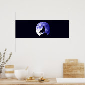 Wolf Howing at Moon Poster Imprimer Art animal sau (Cuisine)