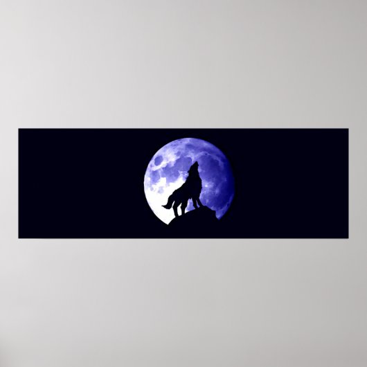 Wolf Howing at Moon Poster Imprimer Art animal sau (Devant)