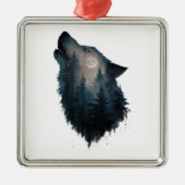Wolf Howl Forest Moon Metalen Ornament (Voorkant)