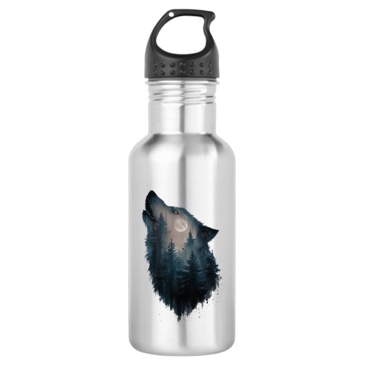 Wolf Howl Forest Moon Waterfles (Voorkant)
